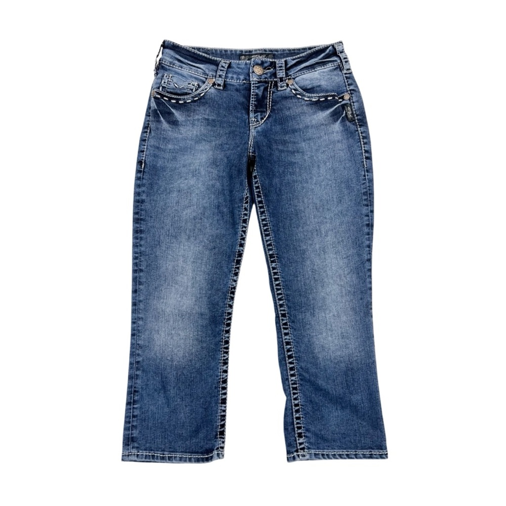 Silver Suki Flap Capri Jeans Flap Pocket Blue Size 27